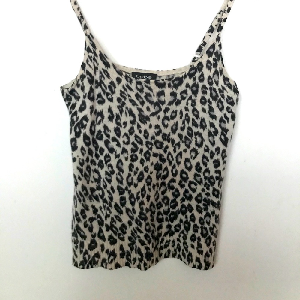 Bebe 100% Cashmere Cheetah Print Tank Top
